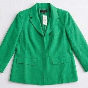 Talbots Bright Green Tailored Linen-Blend Blazer